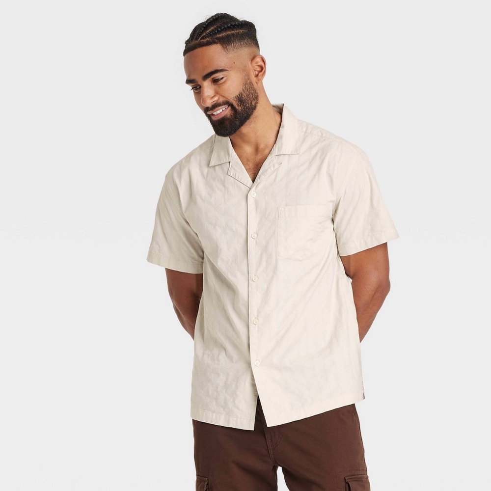 Mens’s Striped Short Sleeve Button-Down Shirt, Goodfellow & Co, size XL, NWT